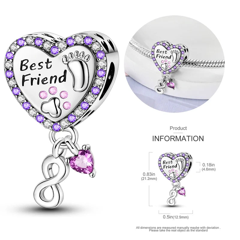 New 925 sterling silver bow star love pink series charm beads suitable for 3mm original bracelet DIY fashion jewelry gift