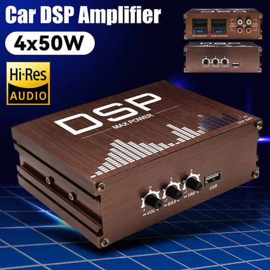 Car Audio DSP Amplifier 4x50W Car DSP Digital Audio Processor Support APP Control DSP Auto Power Amplifier Car DSP Amplifier