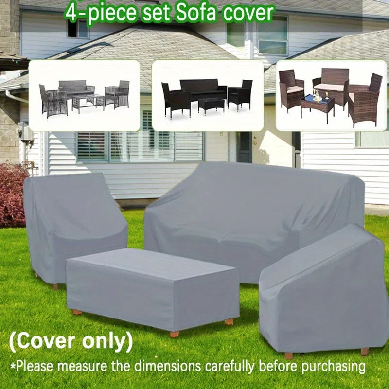 Set of 4 Patio Furniture Covers, Rattan Outdoor Furniture, Gray Patio Four-Piece Covers, Universal for All Seasons