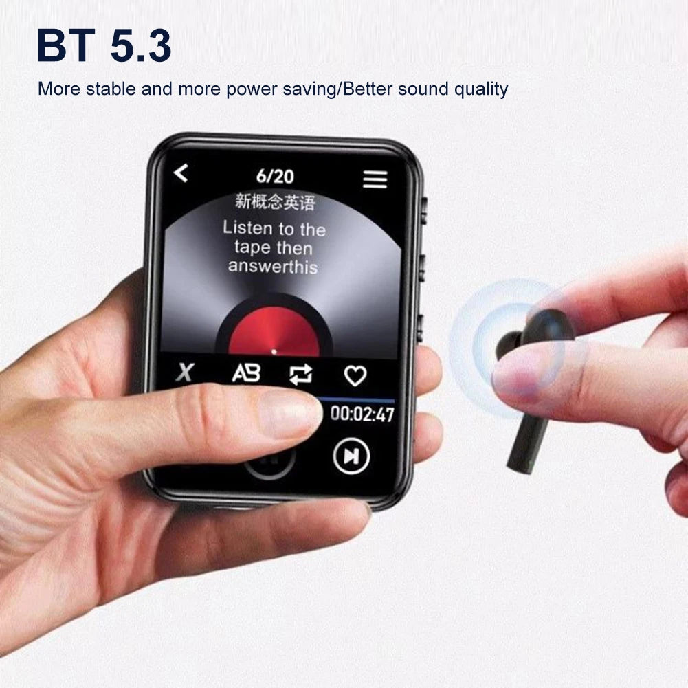 MP3 MP4 Player Voice Recorder Full Touch Screen Bluetooth-Compatible Audio Player with Speaker Support FM Radio Recording E-Book