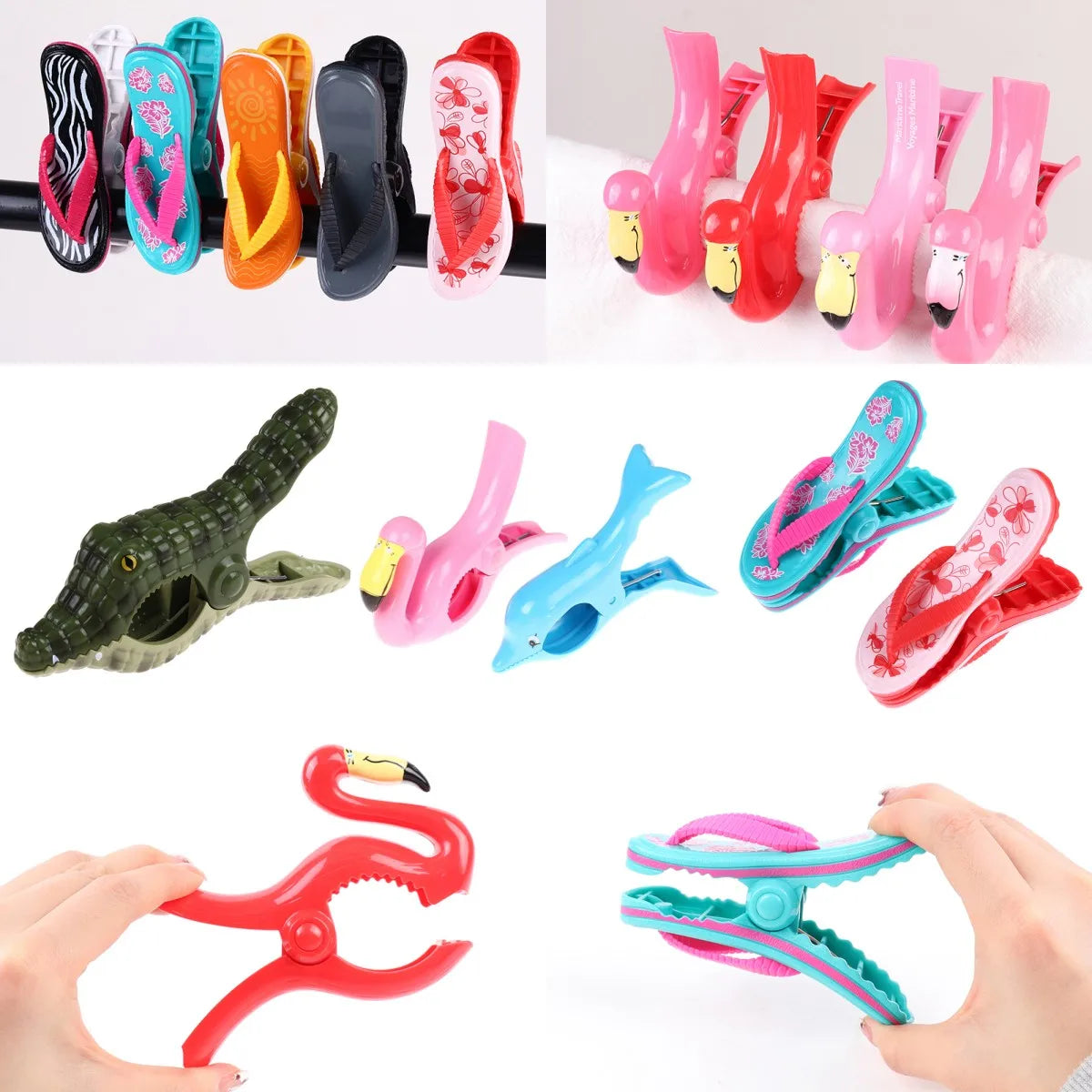 1PC Plastic Beach Towel Clips For Sunbeds Sun Lounger Animal Decorative Clothes Pegs Pins Large Size Drying Racks Retaining Clip