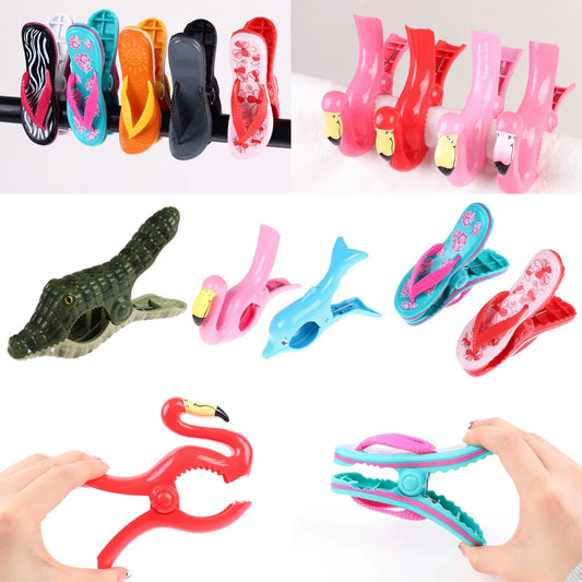 1PC Plastic Beach Towel Clips For Sunbeds Sun Lounger Animal Decorative Clothes Pegs Pins Large Size Drying Racks Retaining Clip