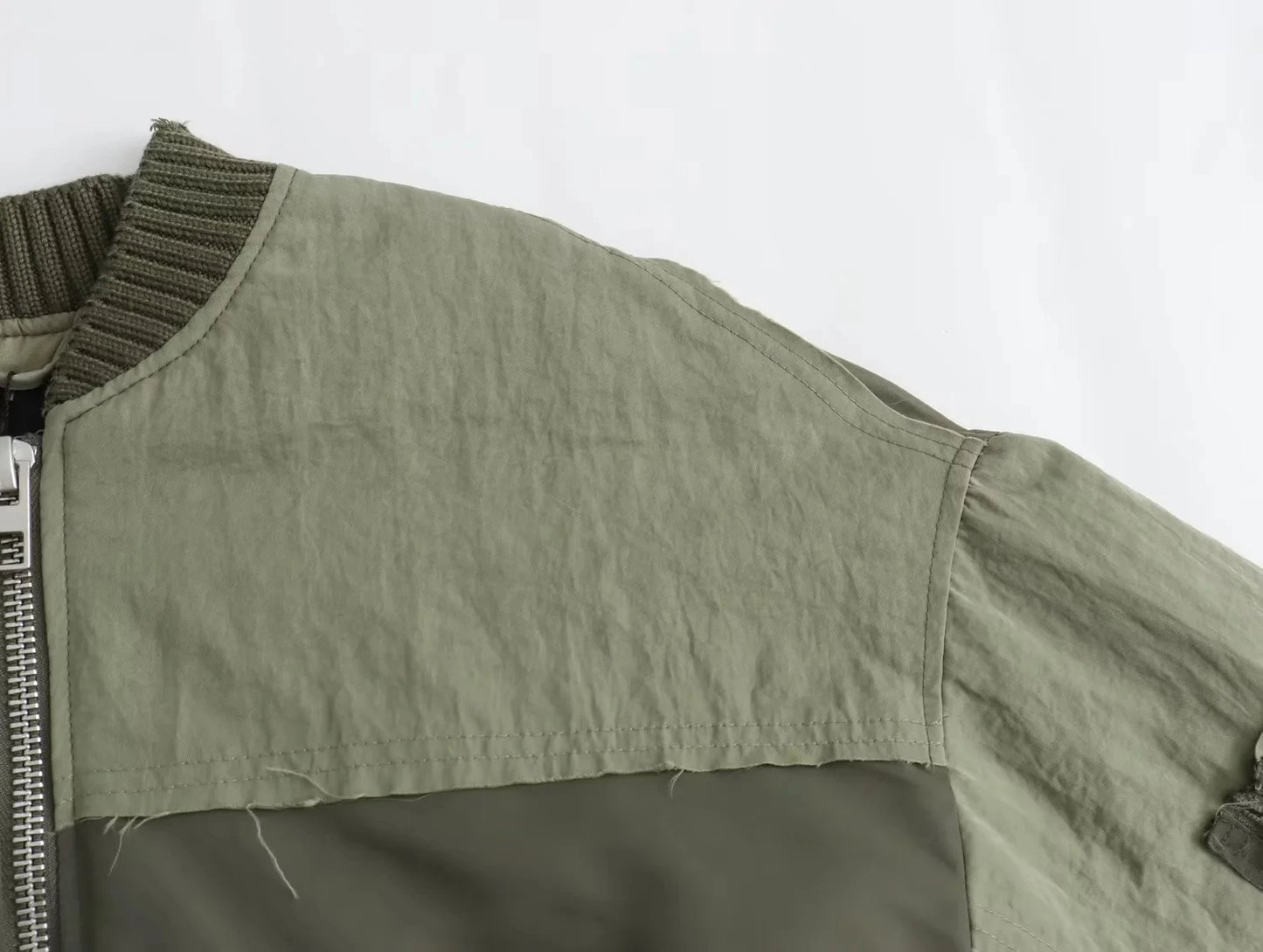 Streetwear Armygreen Bomber Jackets Women Patchwork Zipper Pockets Oversized Jackets Fashion 2025 Winter Autumn Coats