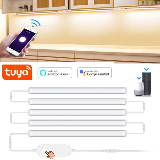1-5 Pcs Kitchen Tuya Smart LED Under Cabinet Lamp WIFI Bar Lights for Wardrobe Closet Lighting work with Alexa and Google Home