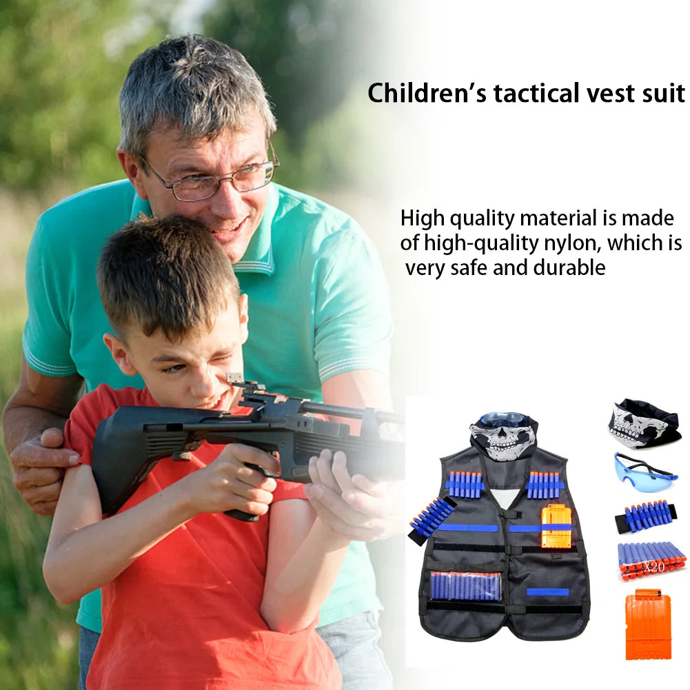 Kids Tactical Vest Kit for Nerf N-Strike Elite Series Bullets Magazines Goggles Bib Undershirt Holder Suit Kits Outdoor Game Toy