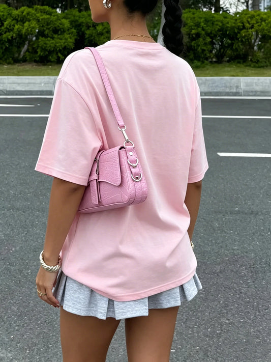 Y2K Woman 100% Cotton T Shirts Solid Color Casual T-Shirt O-Neck Summer Tops For Women Fashion Oversized Female Sportswear
