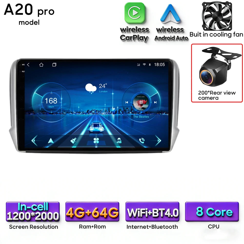 Android Audio Screen For Peugeot 2008 208 2012 - 2018 Car Radio Multimedia Video Player Carplay Auto 4G Wif DSP Navigation GPS