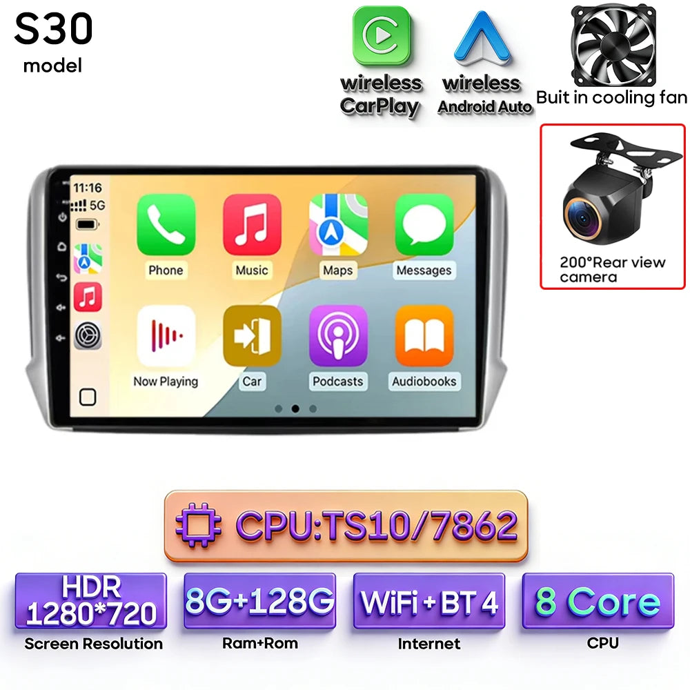 Android Audio Screen For Peugeot 2008 208 2012 - 2018 Car Radio Multimedia Video Player Carplay Auto 4G Wif DSP Navigation GPS